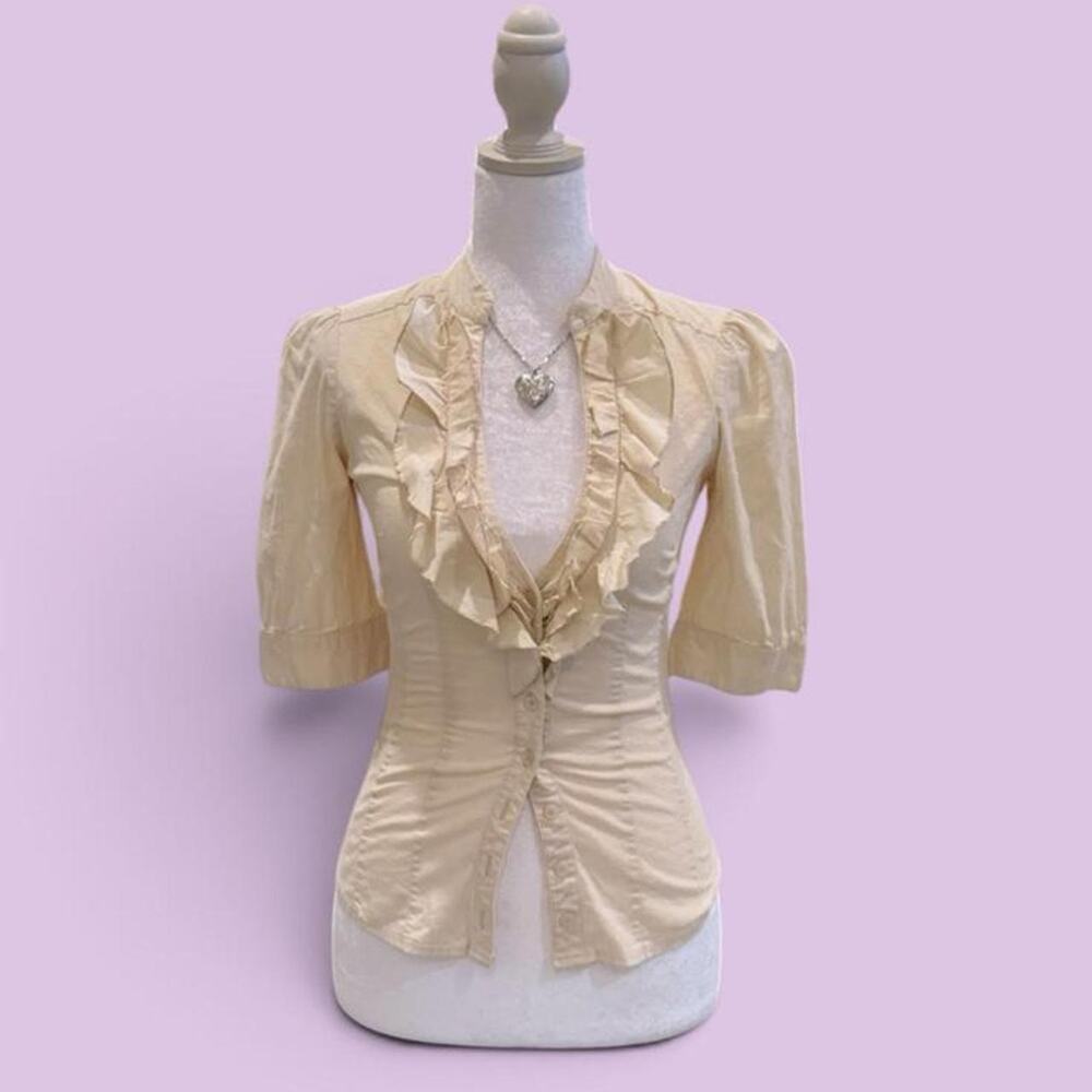 Vintage bebe cream ruffled blouse